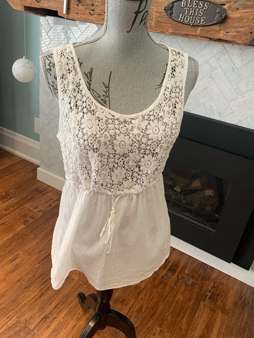 Style & Co. White Crochet Lace Babydoll Camisole